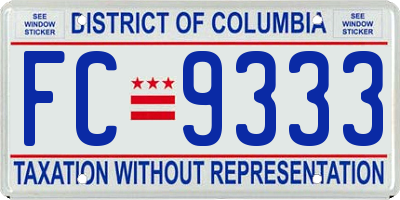 DC license plate FC9333