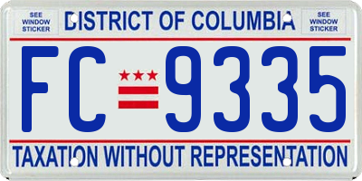 DC license plate FC9335