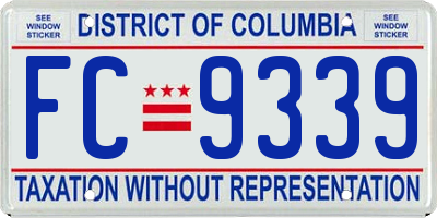 DC license plate FC9339