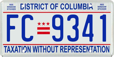 DC license plate FC9341