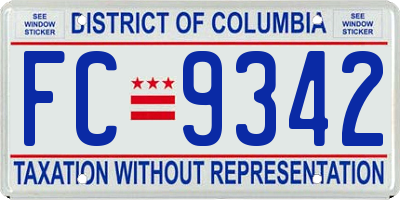 DC license plate FC9342