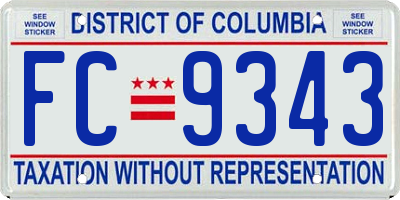 DC license plate FC9343