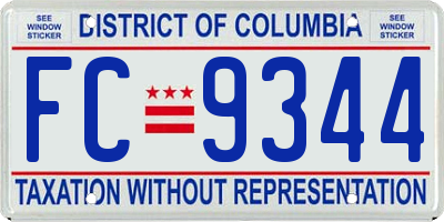 DC license plate FC9344