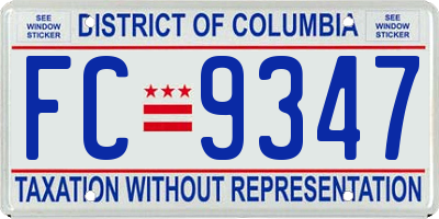 DC license plate FC9347