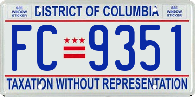 DC license plate FC9351