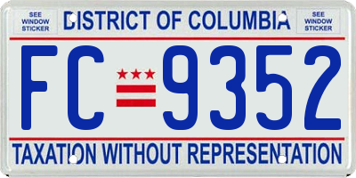 DC license plate FC9352