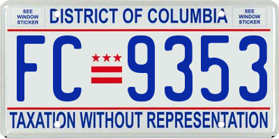 DC license plate FC9353