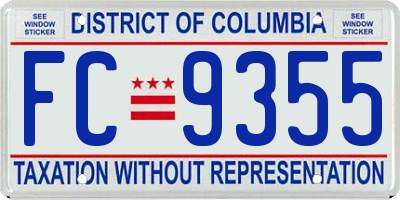 DC license plate FC9355