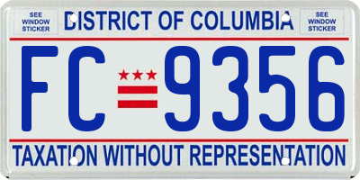 DC license plate FC9356