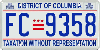 DC license plate FC9358