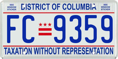 DC license plate FC9359