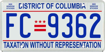 DC license plate FC9362