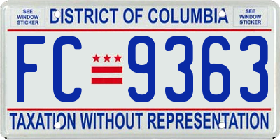 DC license plate FC9363