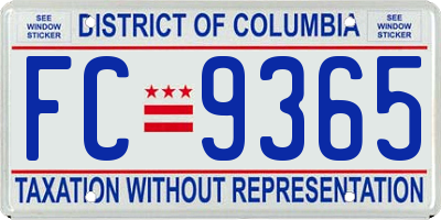 DC license plate FC9365