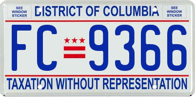 DC license plate FC9366