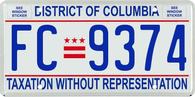 DC license plate FC9374