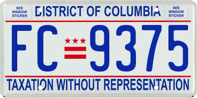 DC license plate FC9375