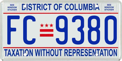 DC license plate FC9380