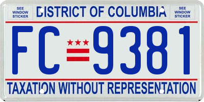 DC license plate FC9381