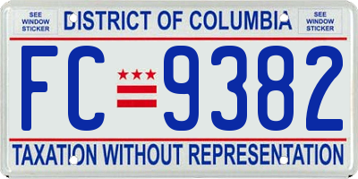 DC license plate FC9382