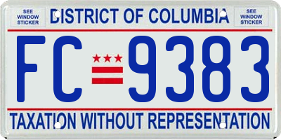 DC license plate FC9383