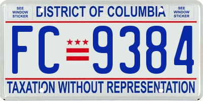 DC license plate FC9384