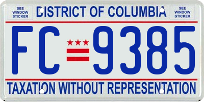 DC license plate FC9385