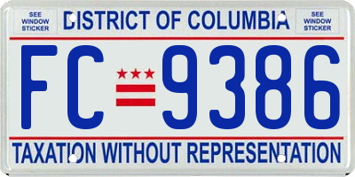 DC license plate FC9386