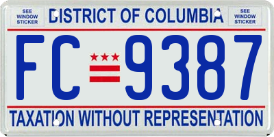 DC license plate FC9387