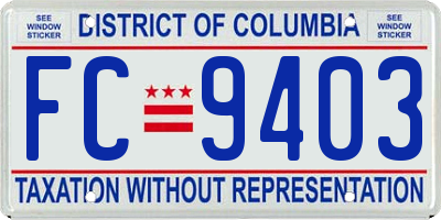 DC license plate FC9403