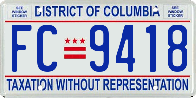 DC license plate FC9418