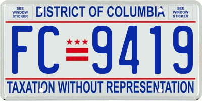 DC license plate FC9419