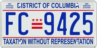 DC license plate FC9425