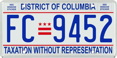 DC license plate FC9452