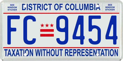 DC license plate FC9454