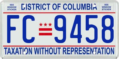 DC license plate FC9458