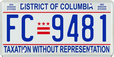 DC license plate FC9481