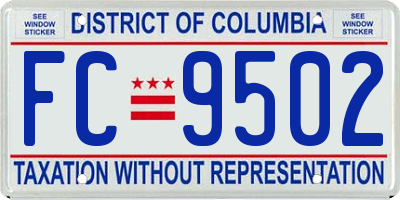 DC license plate FC9502