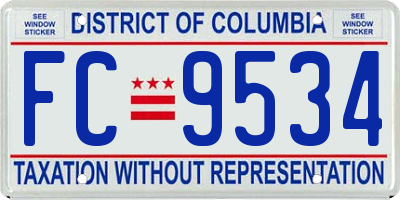 DC license plate FC9534