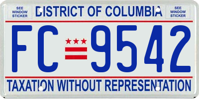 DC license plate FC9542