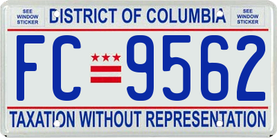 DC license plate FC9562