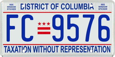 DC license plate FC9576