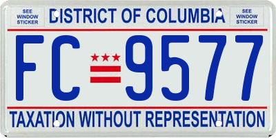 DC license plate FC9577