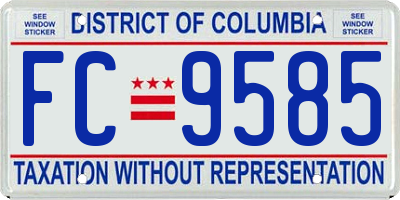 DC license plate FC9585