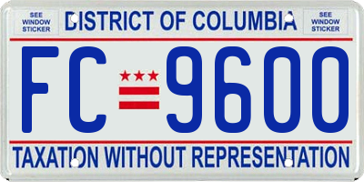 DC license plate FC9600