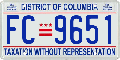 DC license plate FC9651