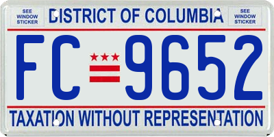 DC license plate FC9652