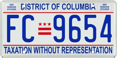 DC license plate FC9654