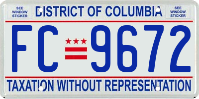 DC license plate FC9672