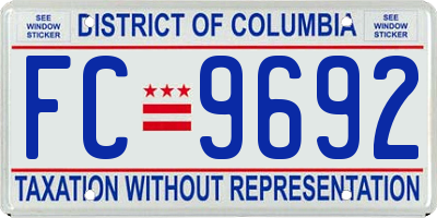 DC license plate FC9692